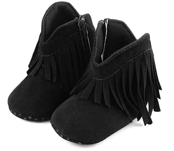 Absolutely Adorable Baby Cowkid Fringed Booties
