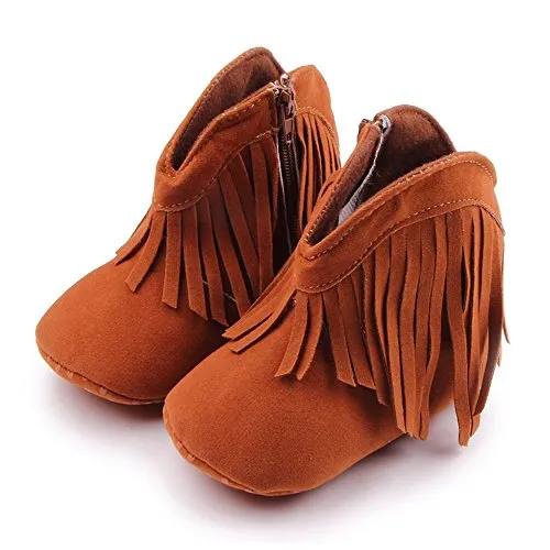 Absolutely Adorable Baby Cowkid Fringed Booties