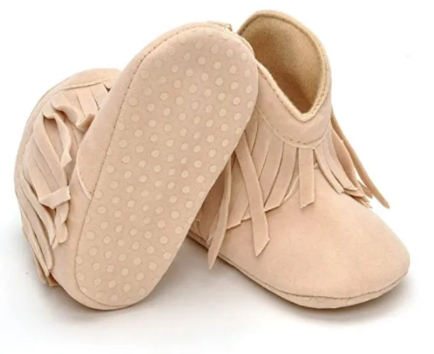 Absolutely Adorable Baby Cowkid Fringed Booties