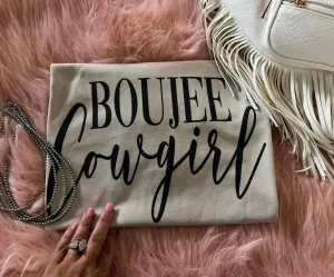 BOUJEE COWGIRL: Graphic T Shirt Fringed Outlaw
