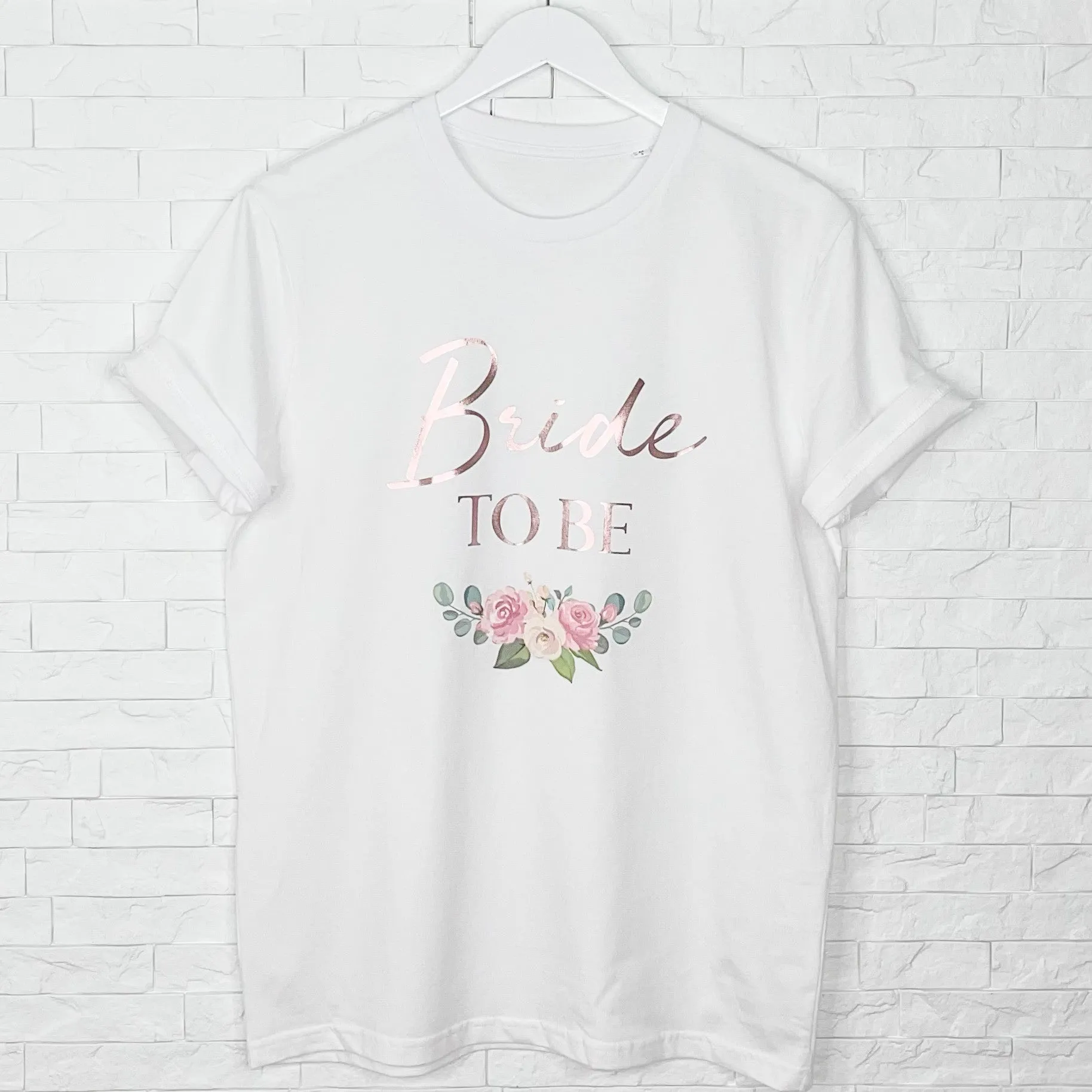 Bride To Be Floral And Rose Gold T Shirt