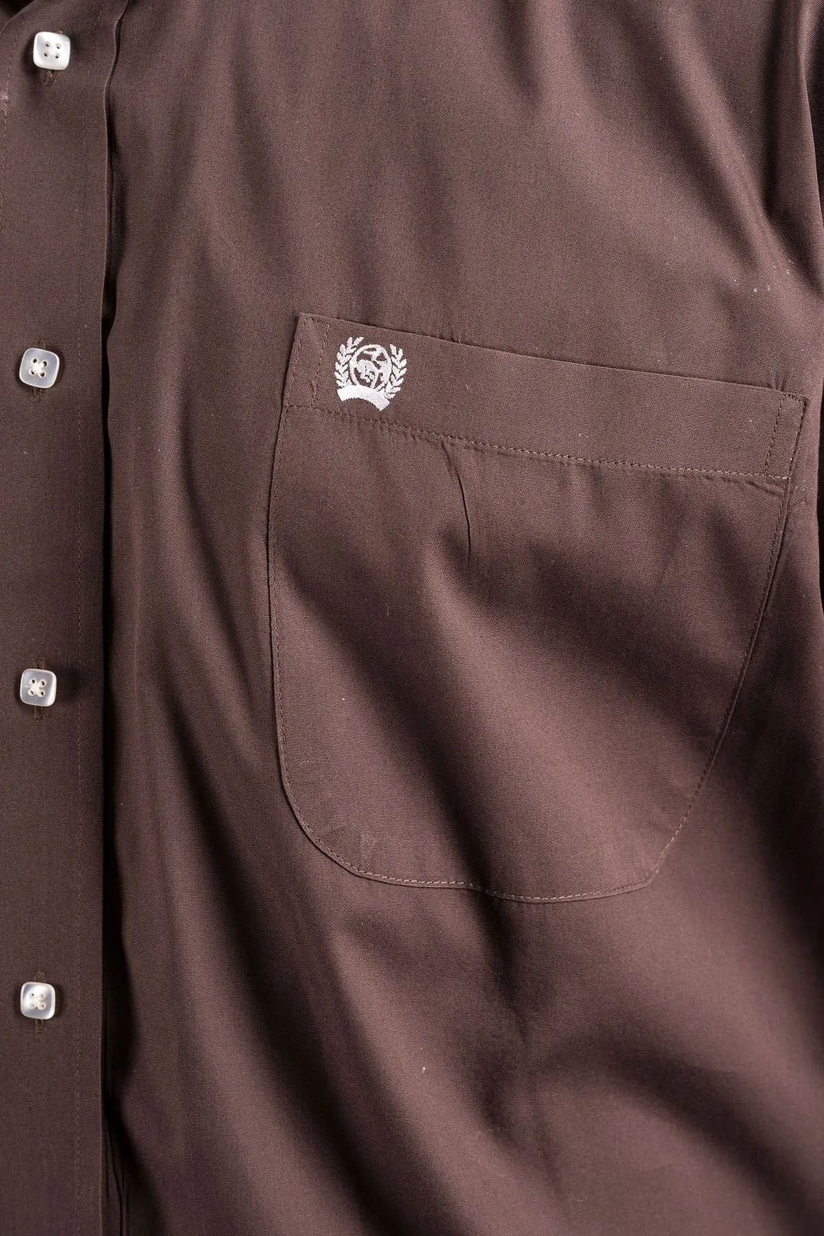 Cinch Mens Solid Brown Button Shirt