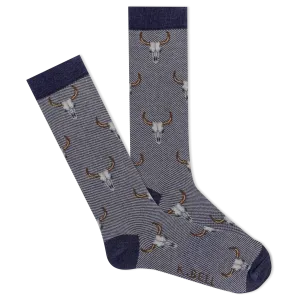 K.Bell Men's Cattle Skulls Denim Crew Sock