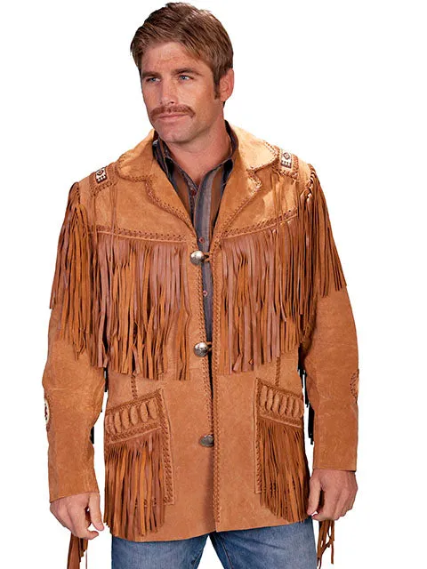 Men's Leather Jacket Collection: Scully Western Fringe Sportcoat with Beads