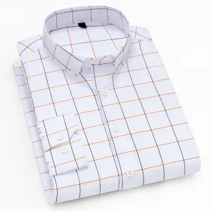 Men's Long Sleeve Oxford Style Checkered Dress Shirt