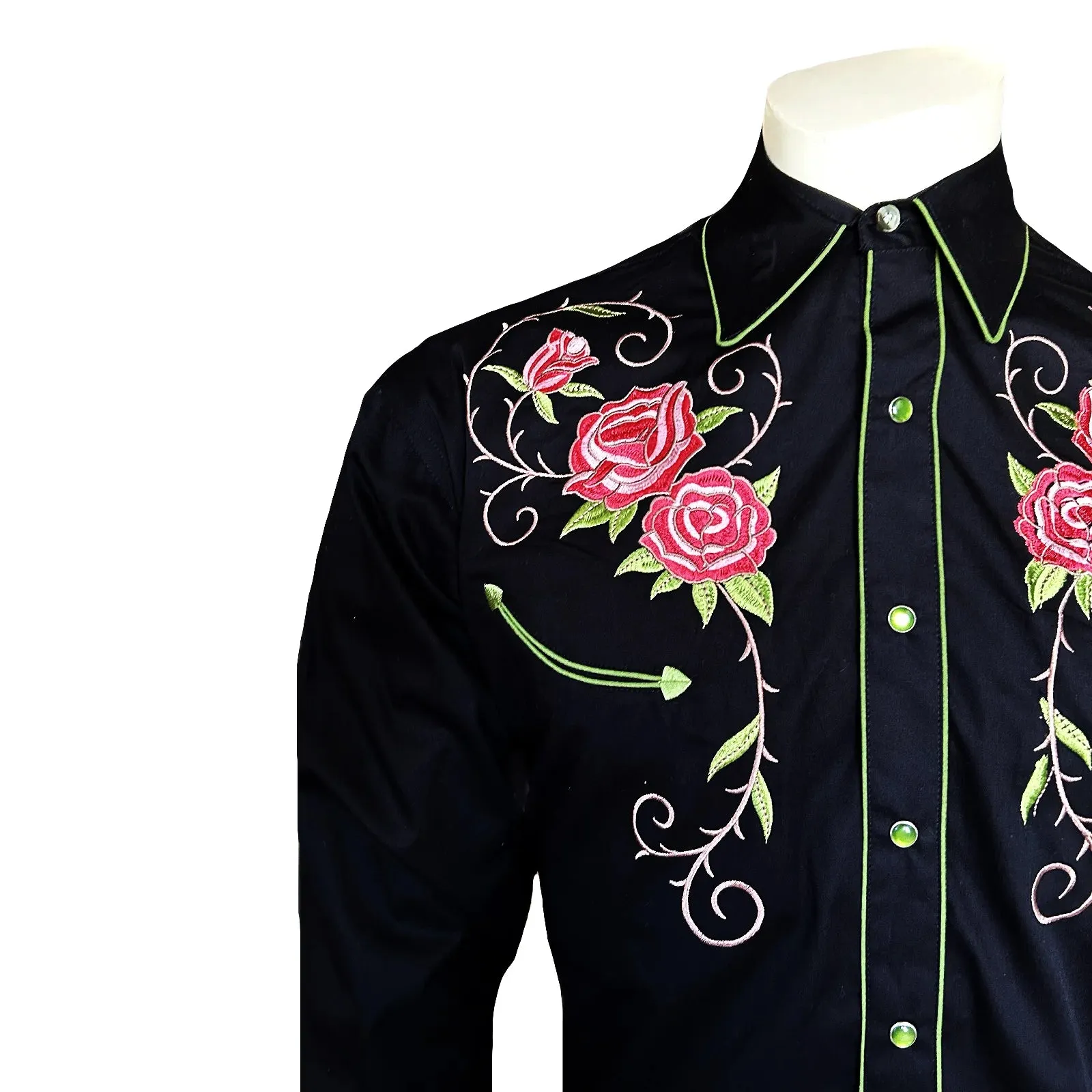 Men's Vintage Western Shirt Collection: Rockmount Fancy Floral and Longhorn Steer Skull Black
