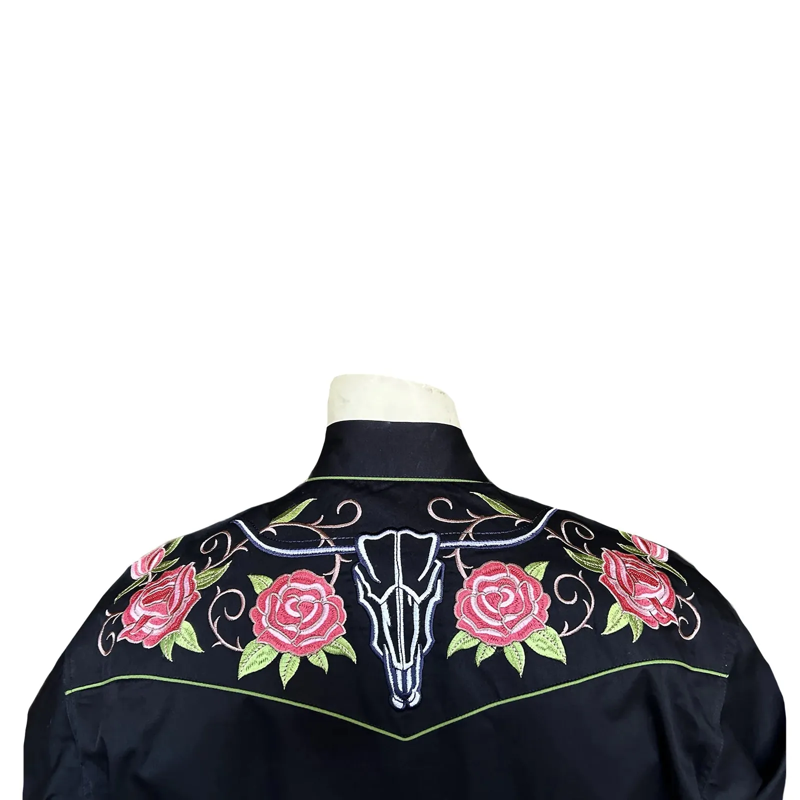 Men's Vintage Western Shirt Collection: Rockmount Fancy Floral and Longhorn Steer Skull Black