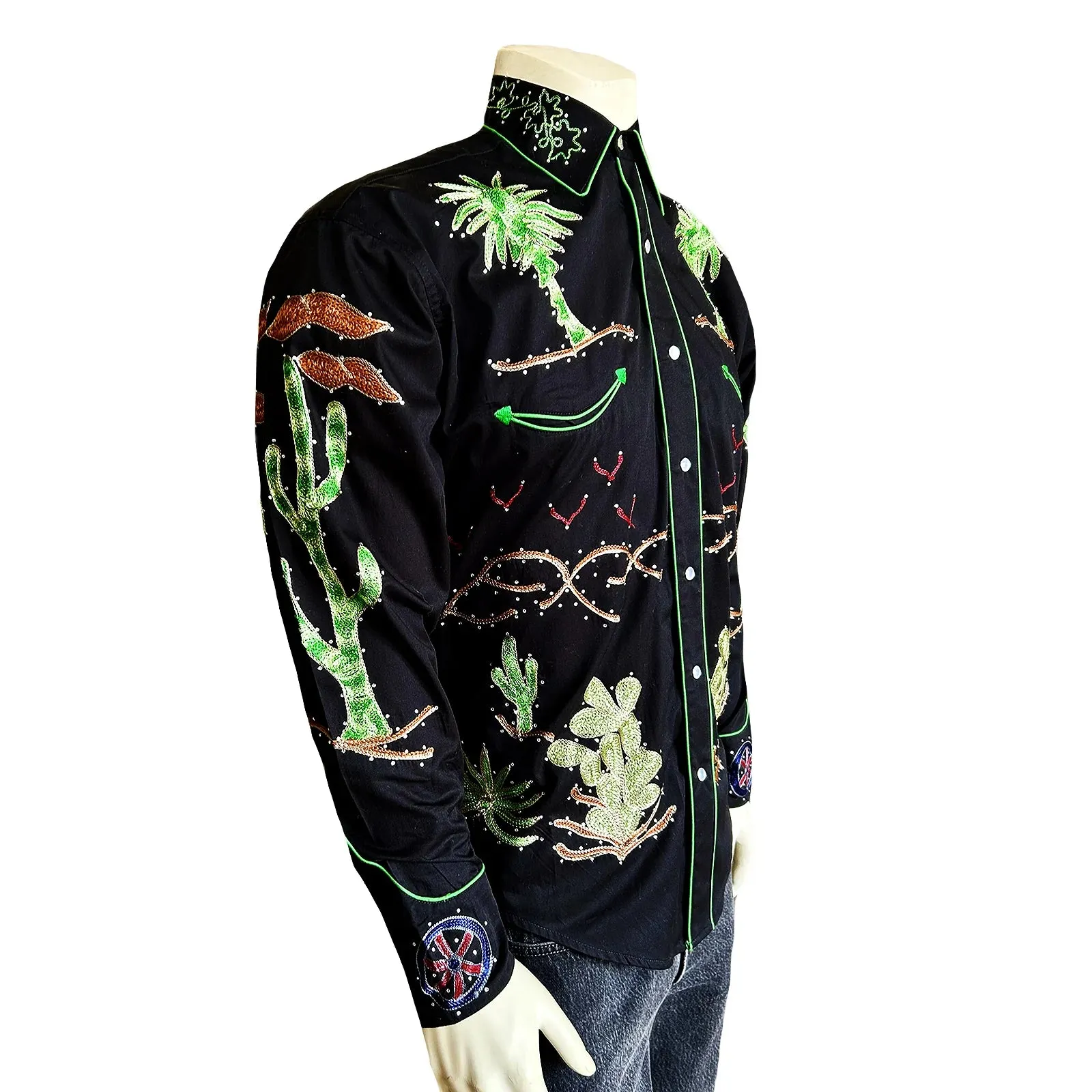 Men's Vintage Western Shirt Collection: Rockmount Fancy Palm Trees & Wagon Wheels