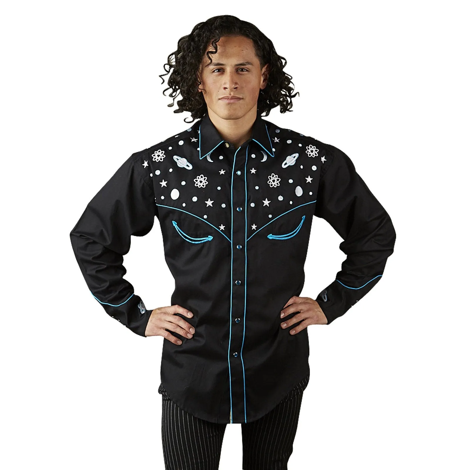 Men's Vintage Western Shirt Collection: Rockmount Fancy Planet Western Earth