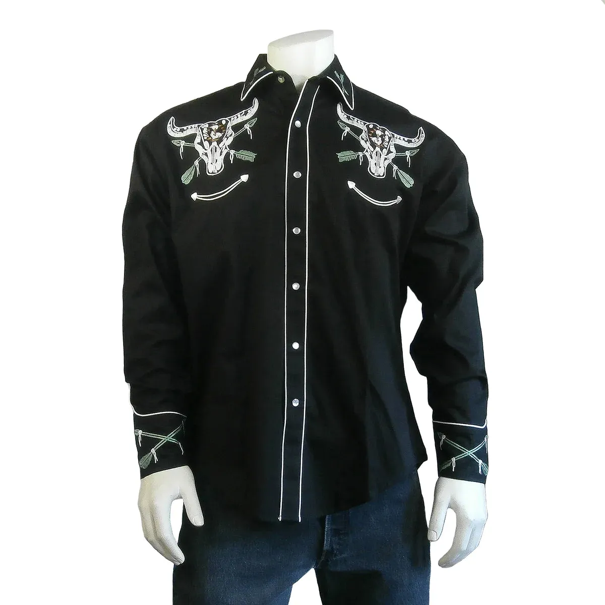 Men's Vintage Western Shirt Collection: Rockmount Steer Skull & Arrow