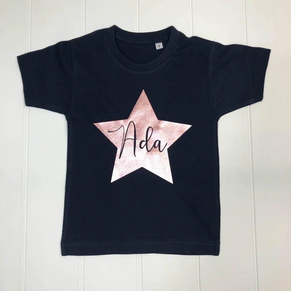 Personalised Rose Gold Star T Shirt