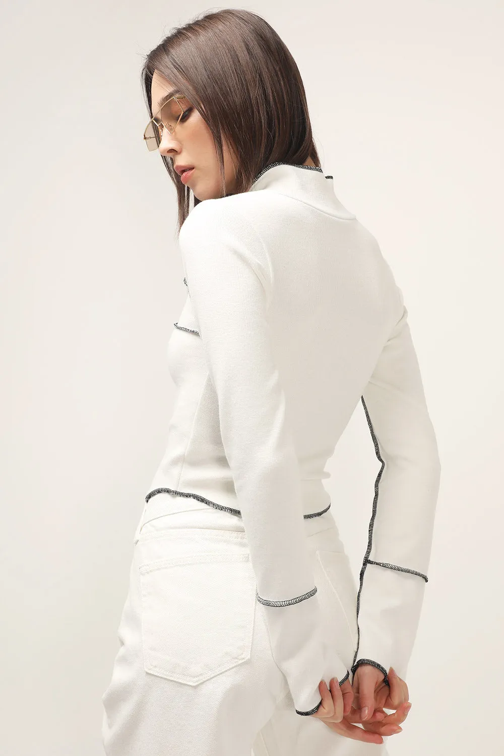 Rory Contrast Stitch Top