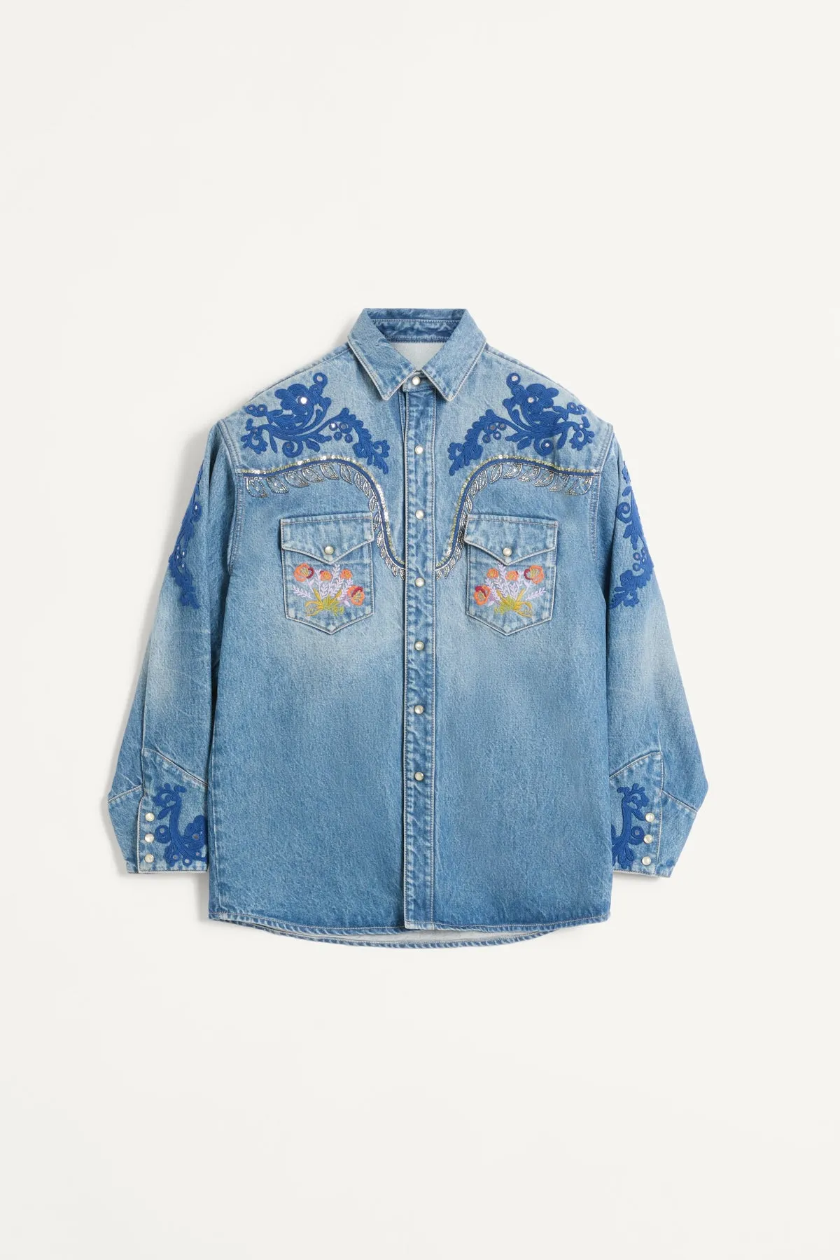 VALENTINO | EMBROIDERED DENIM SHIRT