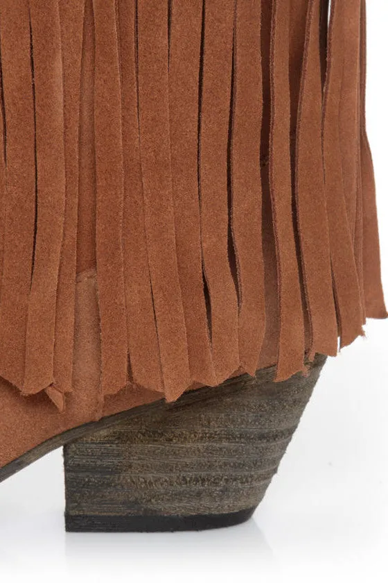 Very Volatile | Hillside Fringe Cowgirl Boots Tan