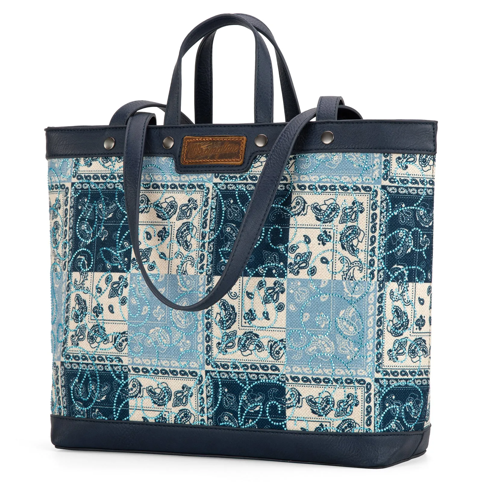 WG138-2002 Wrangler Paisley Pattern Dual Sided Print Tote- Jean
