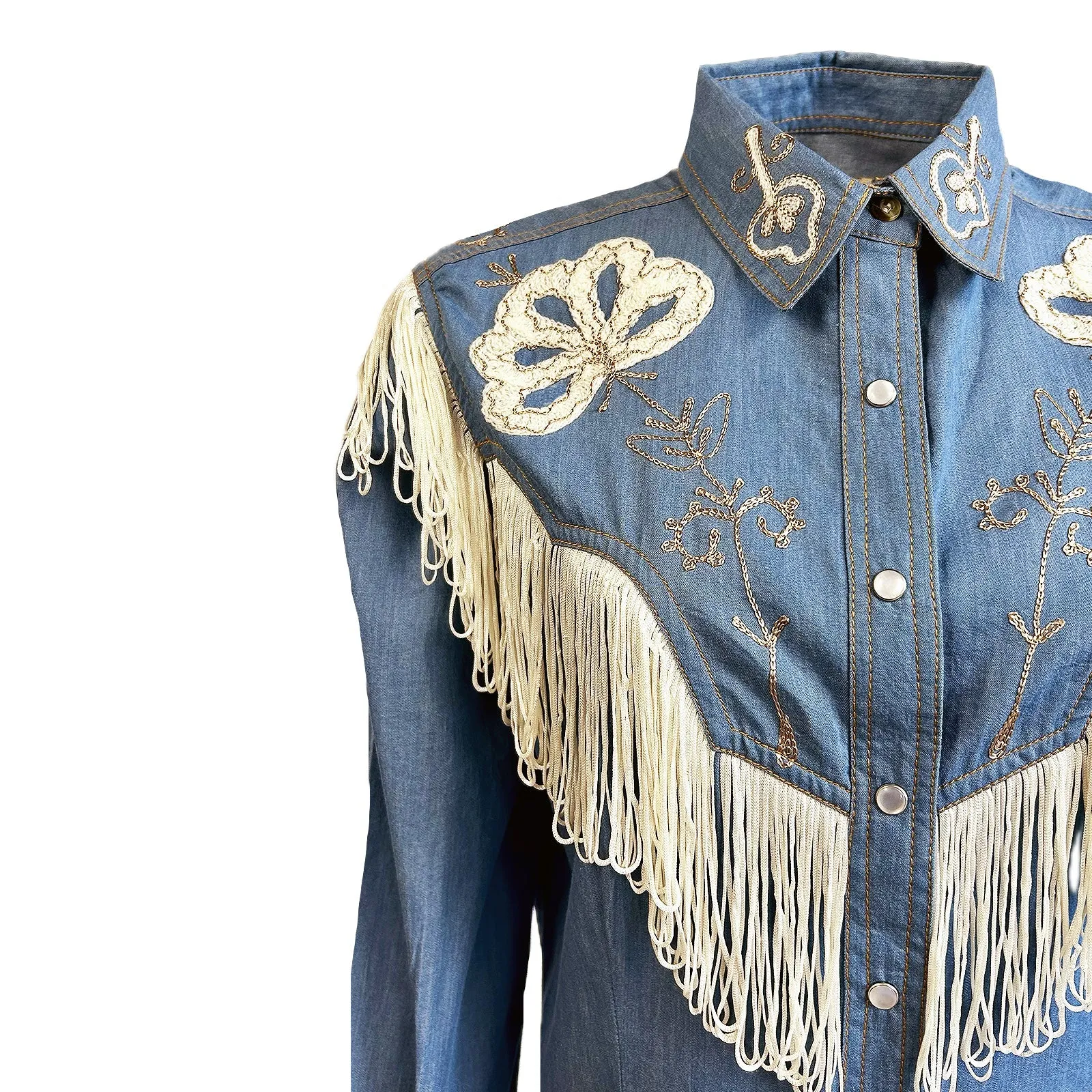 Women's Vintage Western Dress Collection: Rockmount Fringe Denim